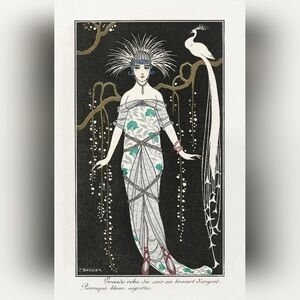 Elegant Art Deco Evening Gown Illustration